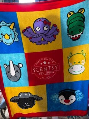 Scentsy Kids Plush Animal Patch Throw - Red, Yellow, Blue, Green